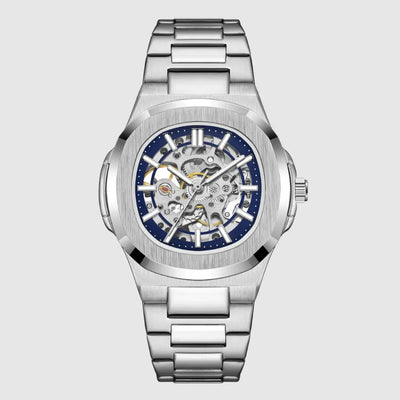 Relógio Nautilus Silver Artto, Relógio Masculino Esqueleto, Relógio Automático de Luxo, Relógio Sofisticado Masculino, Relógio com Mostrador Esquelético, Relógio de Aço Inoxidável, Relógio de Alta Performance, Relógio de Luxo Masculino, Relógio a Prova D'água