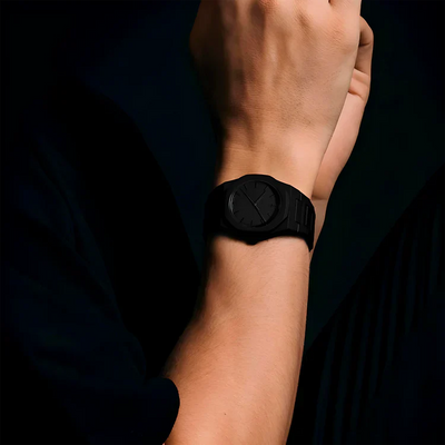 relógio shadow black artto, relógio masculino preto fosco, relógio minimalista masculino, relógio monocromático preto, relógio leve e resistente, relógio de policarbonato masculino, relógio preto moderno, relógio masculino luxo, relógio sofisticado
